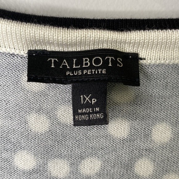 Talbots Polka Dot Button Down Cardigan Sweater 3/4 Sleeve Academia Office Soft - Picture 5 of 13